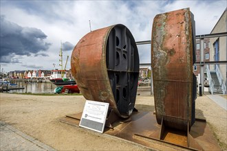 Barrel-launched Hildegard on the open-air exhibition grounds of the Schiffahrtsmuseum Nordfriesland at the Husum inland harbour