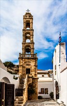 Bell tower with Panagia Church with valuable frescoes