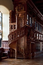 Carved wooden staircase in the Upper Town Hall