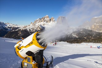 Snow cannon in the Val Gardena Dolomiti Superski South Tyrol ski area