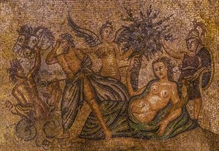 Mosaic with mythological scene with Athena and Poseidon from Kos