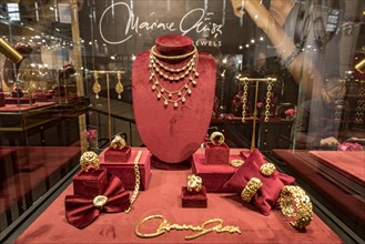 Showcase with high quality jewellery made of gold and diamonds