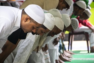 Indian Muslims perform the second Friday prayer in the holy month of Ramadan at a Mosque in Guwahati
