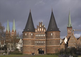 Luebecks Holsten Gate and the historic salt warehouses are UNESCO World Heritage Sites. Hanseatic City of Luebeck