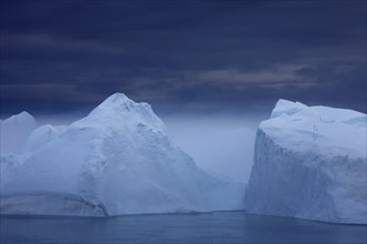 Icebergs in the mist