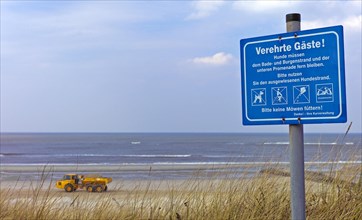 Prohibition sign on the beach of the island of Wangerooge