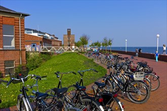 Waterfront in Wilhelmshaven with many bicycles