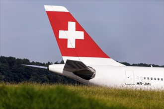 Tail fin of an aircraft of the airline Swiss