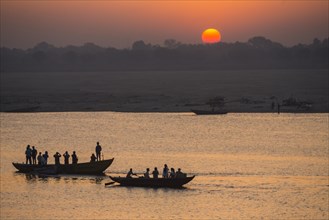 Sunrise at the Holy River Ganges in Varanasi