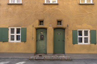 Two entrance doors of the residential houses in the Jakob Fugger Siedlung