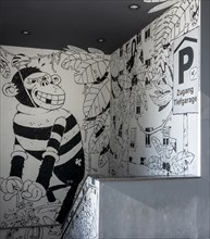 Wall drawings in black and white