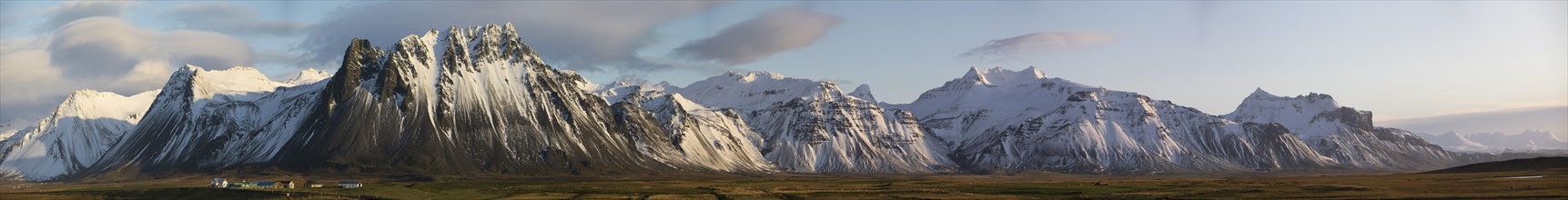 Mountain panorama with snow on the south coast of Snaefellsnes