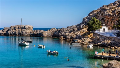 St Pauls Bay in Lindos with Chapel