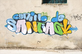 Camino de Santiago graffiti as a signpost on the Way of St James