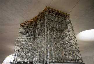 Scaffolding on chalice pillar in the cathedral