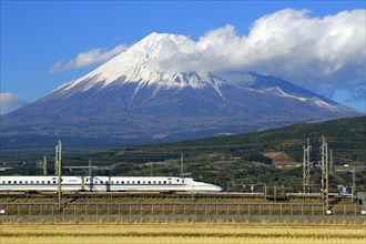 Mount Fuji and Tokaido Shinkansen Shizuoka Japan