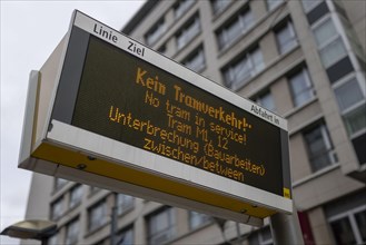 An advertisement states that there is no tram service. Berlin