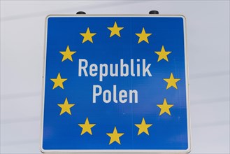 Border sign towards Poland