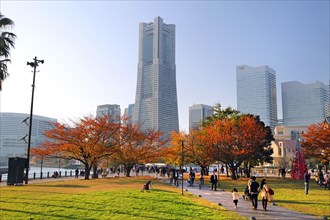 Yokohama Landmark Tower view from Unga Park Yokohama city Kanagawa Japan