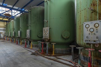 Water tanks of the water purification plant of a former paper factory