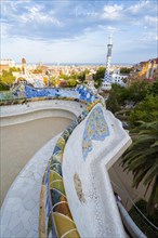 Benches with colourful mosaic