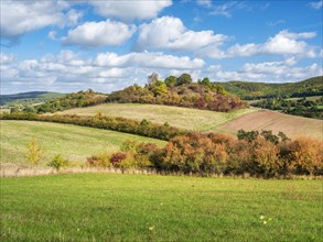 Typical hilly landscape in northern Hesse in autumn