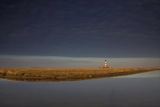 Lighthouse Westerheversand and salt marsh at Westerhever