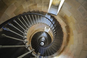 Spiral staircase inside the lighthouse Phare des Baleines on the island Ile de Re