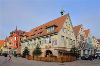 Historic town hall with mural painting in Haslach