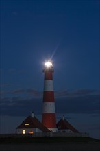 Lighthouse Westerheversand at night at Westerhever