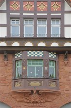 Bay window on the historic half-timbered house Adlerhaus