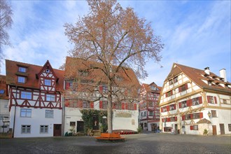 Fischerplaetzle with historic half-timbered houses Guild House of the Boatmen and Schoenes Haus
