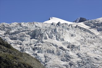 Seracs of glacier on the mountain Grand Cornier in the Pennine Alps