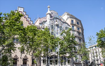 Facade of Casa Batllo by Antoni Gaudi