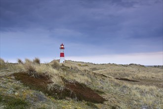 Red and white striped lighthouse List East