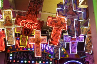Room full of bright colourful neon signs