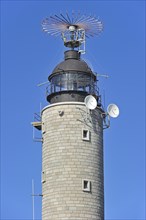 Lighthouse with antenna and satellite dishes at Cap Gris Nez