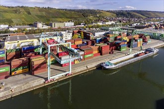 Neckar harbour with containers and rails