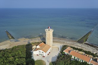 View over the old Tour Vauban from the new lighthouse Phare des Baleines on the island Ile de Re