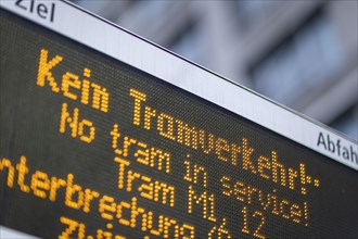 An advertisement states that there is no tram service. Berlin