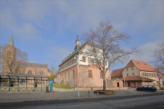 St. Gallus Church and Palatine Castle at Wendelinuspark with Protestant parish hall