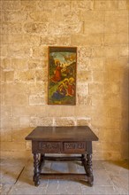 Table and paintings