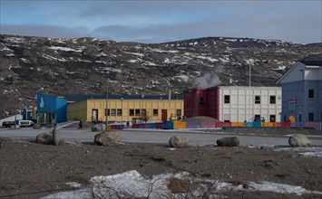 Street and building of the former US military base in Kangerlussuaq