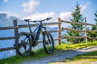 On a sunny summer day on the road with the e-bike in the Zillertal Alps
