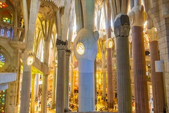 Columns on the interior of the Sagrada Familia