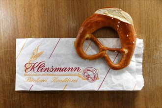 Pretzel and pretzel bag of the Klinsmann bakery in Botnang
