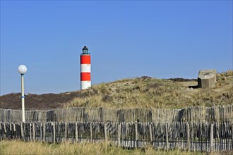 The red and white Berck lighthouse at Berck-sur-Mer