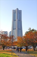Yokohama Landmark Tower view from Unga Park Yokohama city Kanagawa Japan Asia