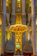 Jesus Cross with interior of the Sagrada Familia