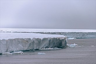 Ice wall of the Brasvellbreen glacier debouching into the Arctic Ocean